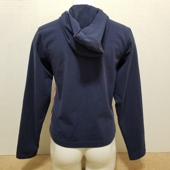 Reebok hoodie Small zip up tuxedo stripe athletic athleisure stretch lounge - Picture 3 of 14